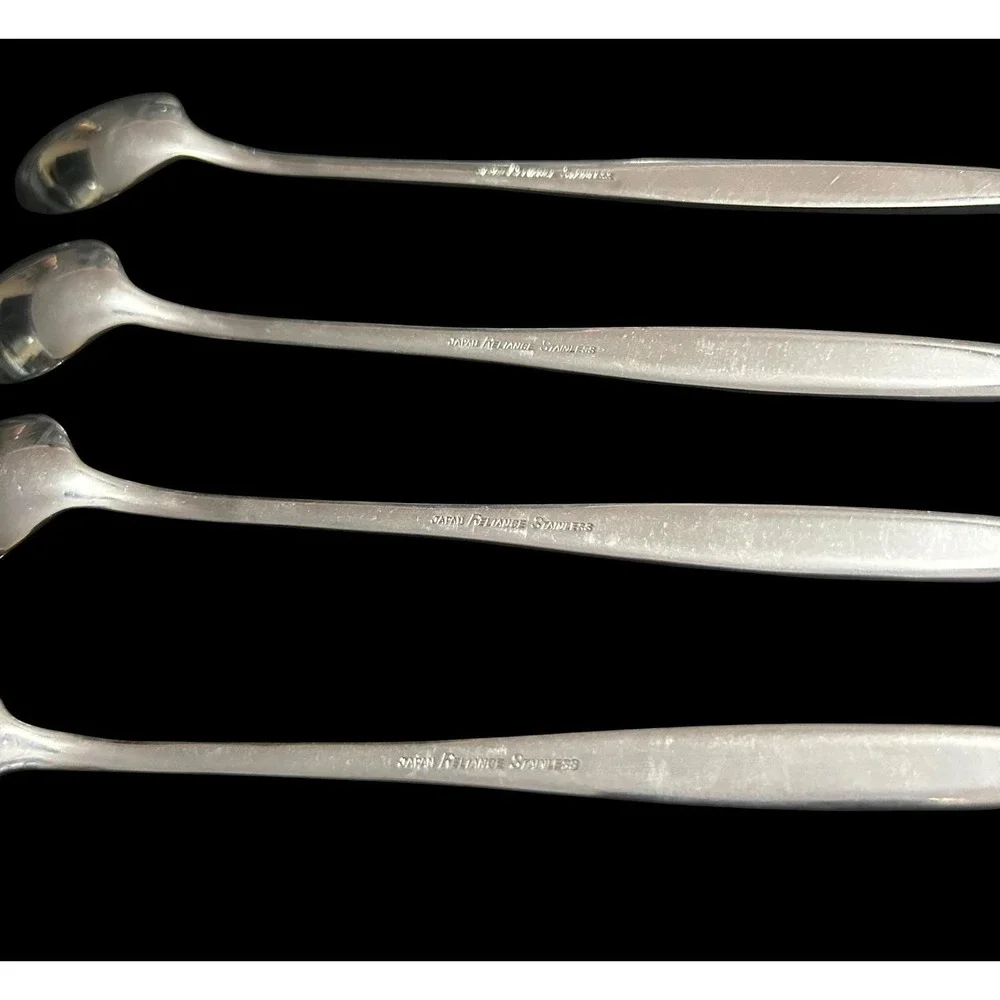 Vintage Japan Reliance Stainless Steel Iced Tea Spoons Set of 4 Textured Swirl
